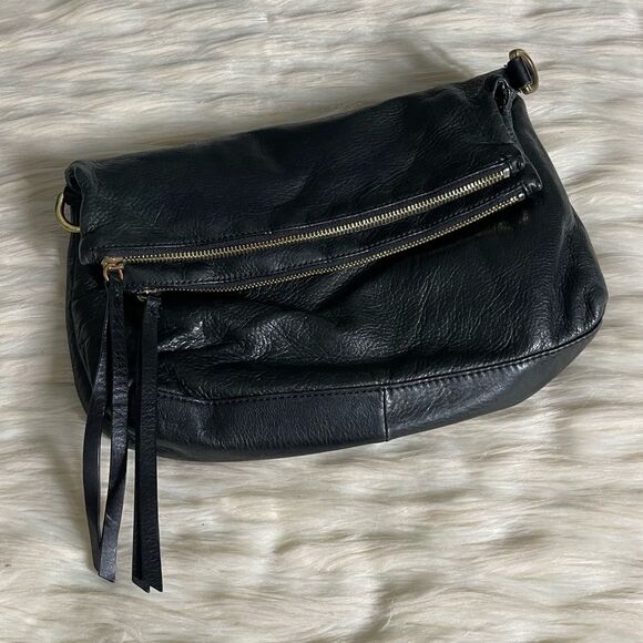 Margot Greta Leather Double Zip Flap Crossbody in Black - Picture 1 of 10